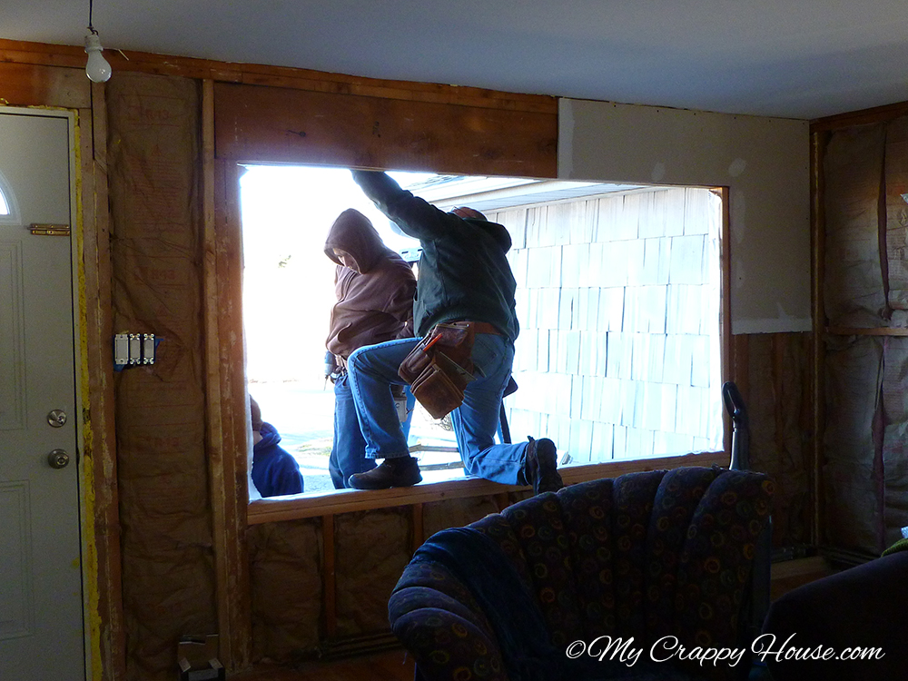 my crappy house during bay window installation