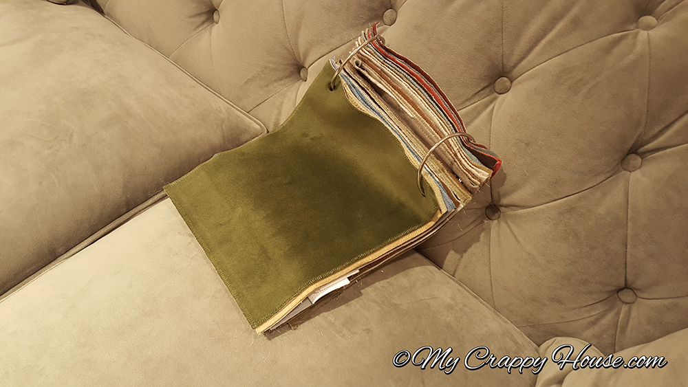 Color swatches for the Martha Stewart Saybridge Tufted Sofa from Macys