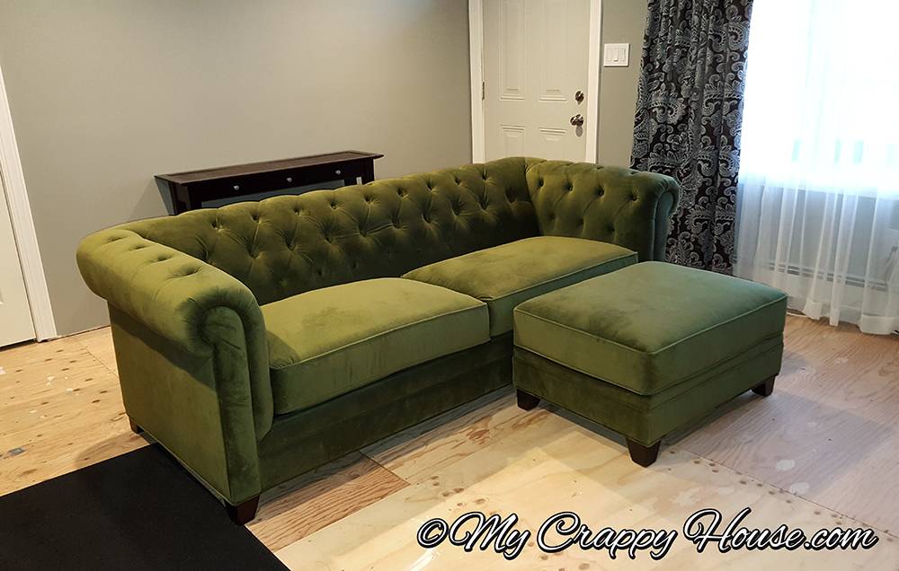 My Tufted Green Velvet Couch