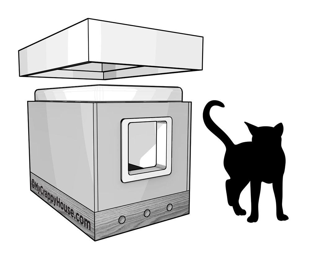 Drawing of outdoor cat shelter