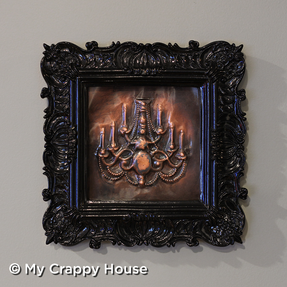 Chandelier copper art framed front view