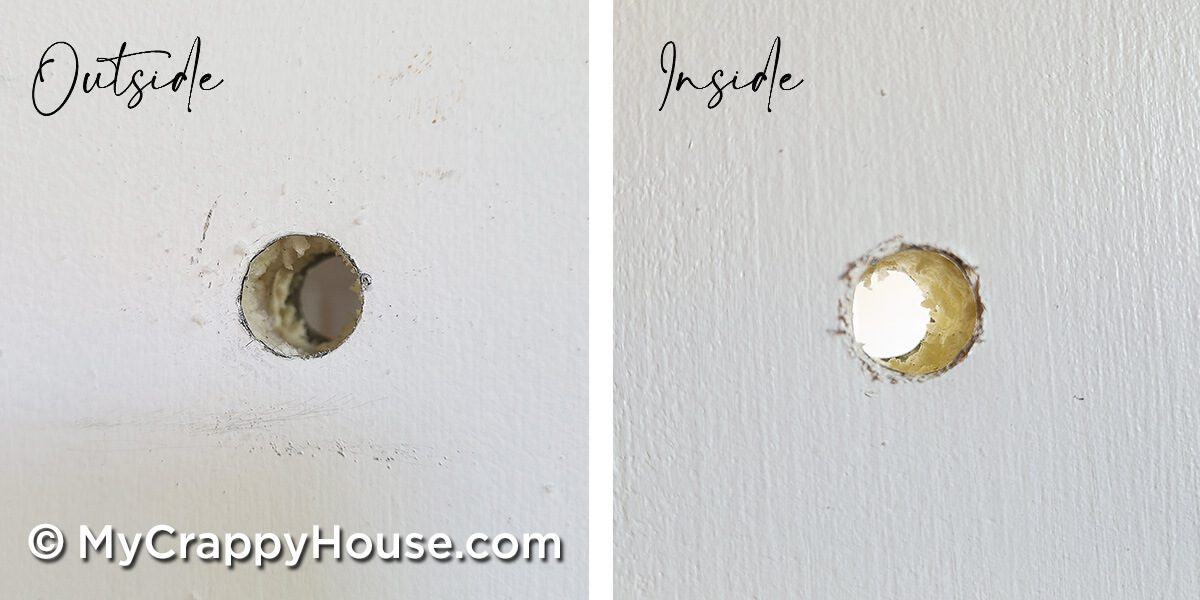 hole drilled for peephole installation