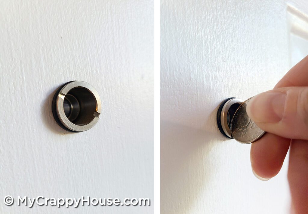 Tightening a peephole using a quarter